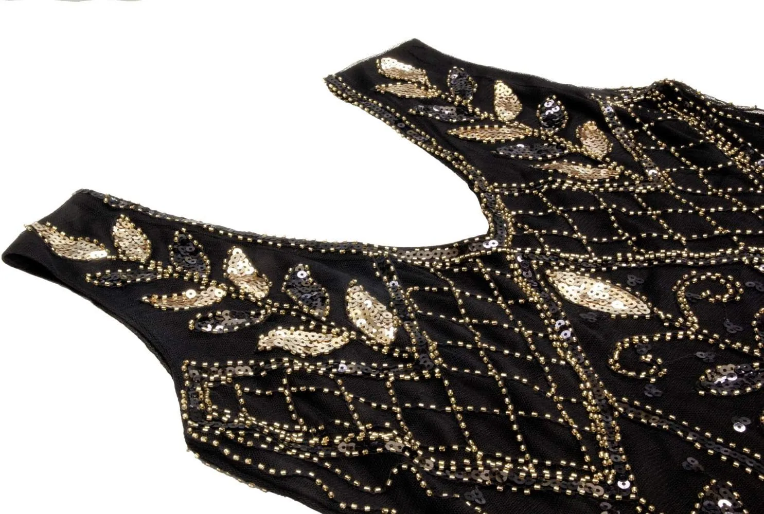 Women 1920S V Neck Sequined Beaded Gatsby Flapper Dress with 20s Accessories Set