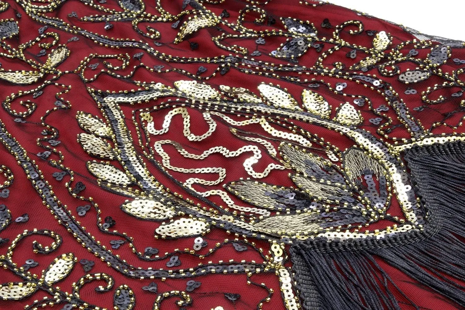 Women 1920S V Neck Sequined Beaded Gatsby Flapper Dress with 20s Accessories Set
