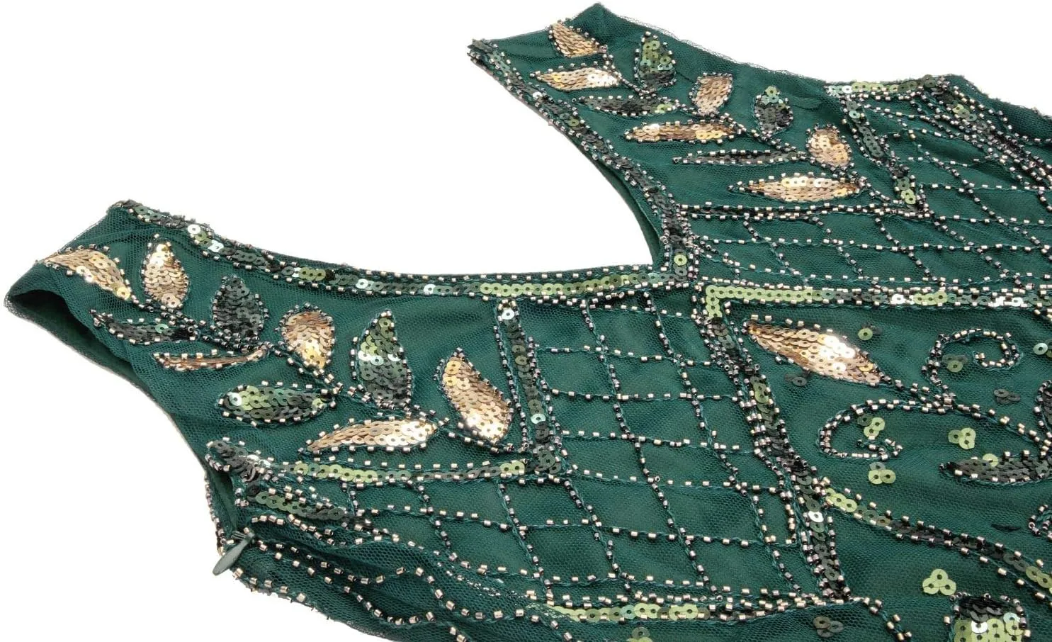 Women 1920S V Neck Sequined Beaded Gatsby Flapper Dress with 20s Accessories Set