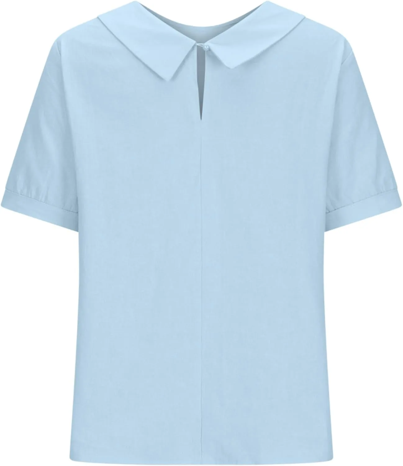Women Cotton Linen Tops Summer Solid Collared Short Sleeve Shirt Casual Loose Tunic Tops Blouses 2024