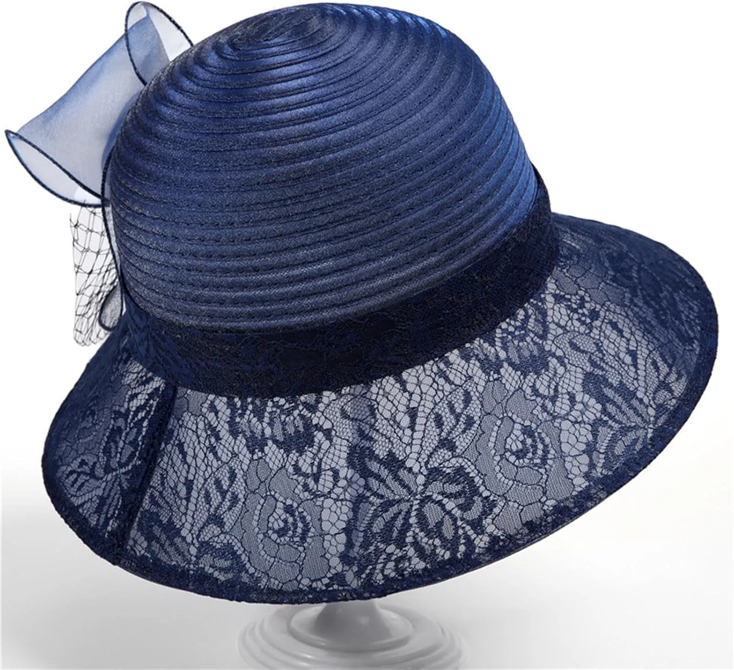 Women Kentucky Organza Derby Hat Wide Brim Summer Sun Hat for Bridal Wedding Church Tea Party Dressy Hats Sunday Hat
