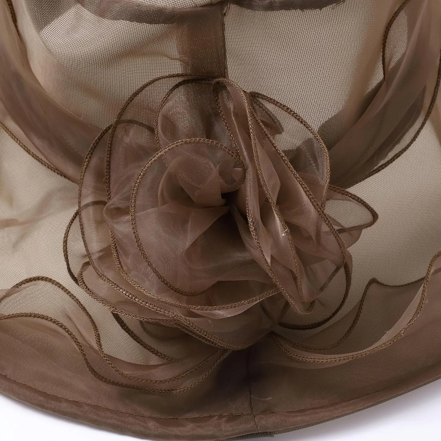 Women Organza Church Derby Hat Wide Brim Sun Caps for Wedding Tea Party Elegant Wedding Hat Wide Brim Fascinator