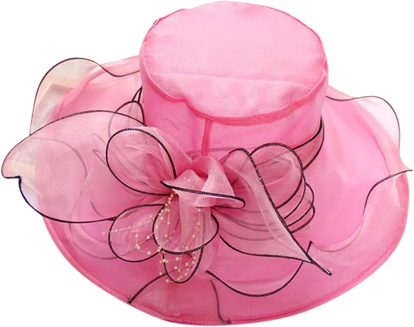 Women Organza Kentucky Church Derby Cap Wide Brim Sun Hats for Wedding Tea Party Fascinator UV Protection Caps