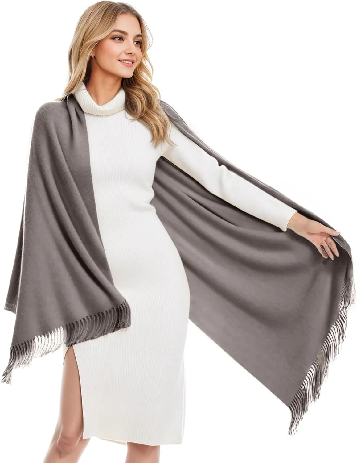 Women Pashmina Knitted Warm Cardigan Coat Poncho Sweater Scarf Cape Oversized Shawl Wraps Floral Blanket for Fall Winter