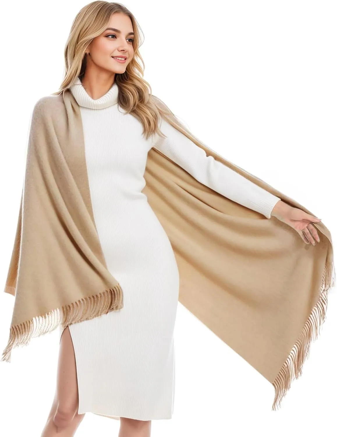 Women Pashmina Knitted Warm Cardigan Coat Poncho Sweater Scarf Cape Oversized Shawl Wraps Floral Blanket for Fall Winter