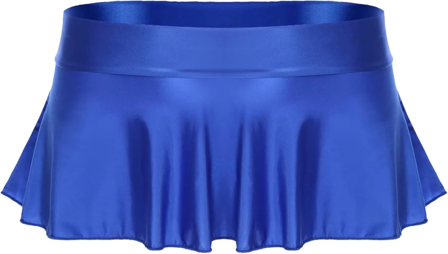 Women Shiny Glossy Micro Pleated Mini Skirt Low Waist Flirty Role Play Ruffle Short Miniskirt