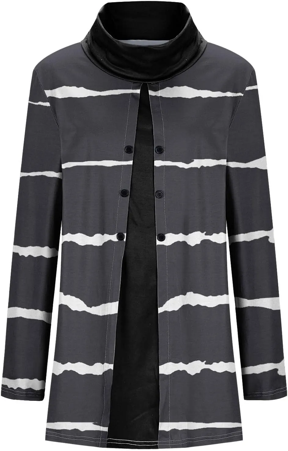 Womens Cowl Neck Sweater Long Sleeve Stripe Top Fall Winter Tops for 2024 Plus Size Trendy Tops Fashion Tunic Tops