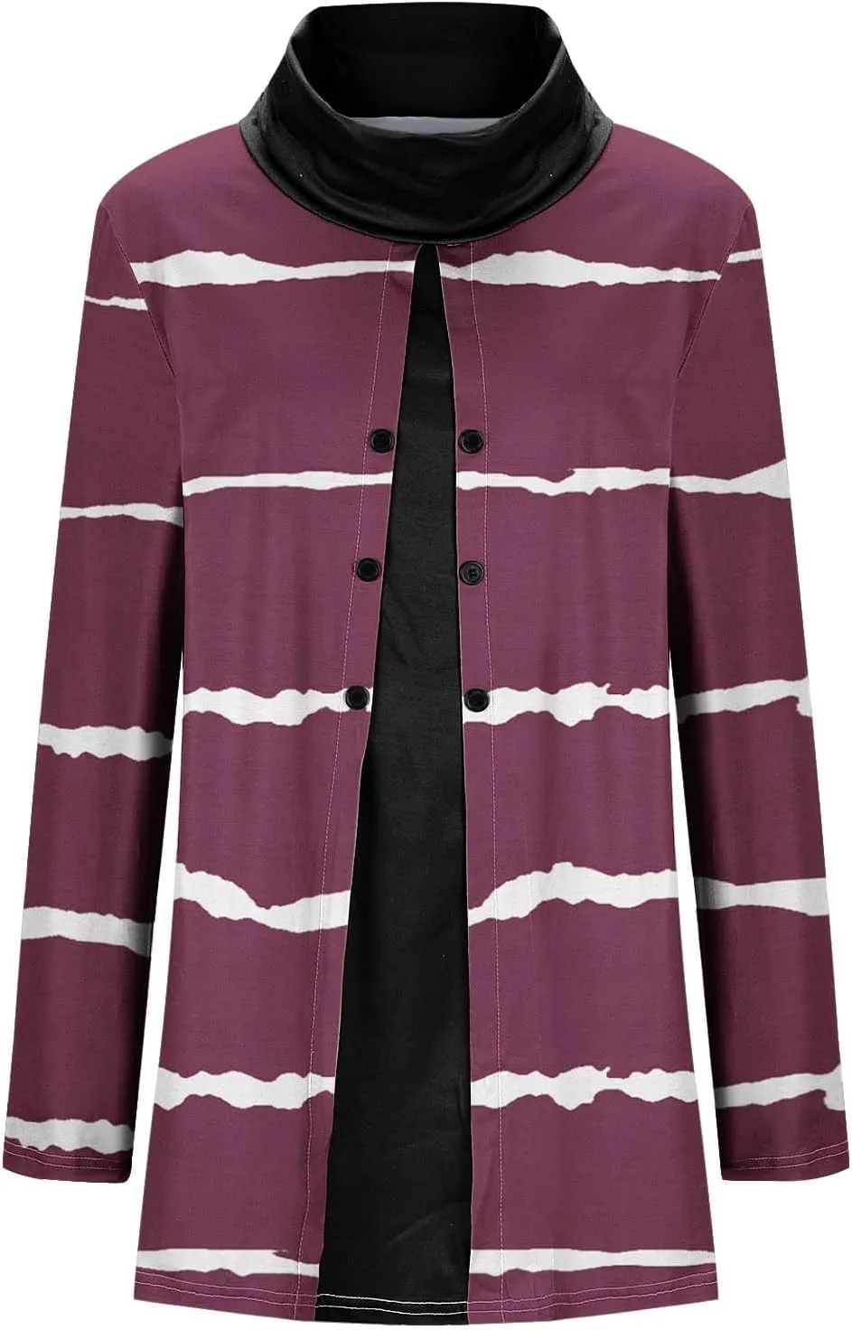 Womens Cowl Neck Sweater Long Sleeve Stripe Top Fall Winter Tops for 2024 Plus Size Trendy Tops Fashion Tunic Tops
