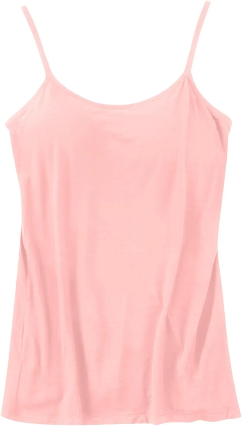 Women's Fitted Camisole Tops No Underwire Spaghetti Strap Everyday Tank Tops Solid Basic Sleeveless Cami Undershirt
