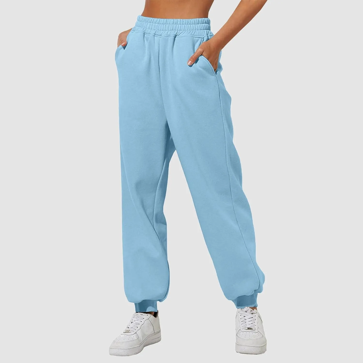 Women's Fleece Lined Joggers High Waisted Sweatpants Drawstring Strech Jogger Workout Active Baggy Lounge Bottoms