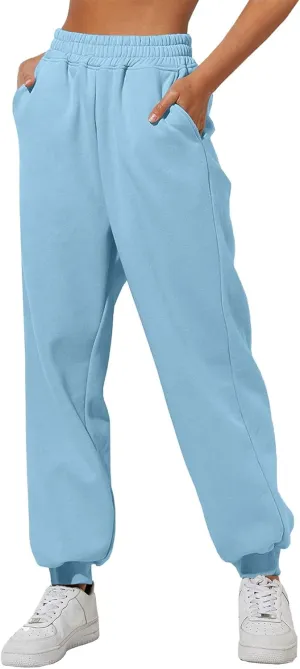 Women's Fleece Lined Joggers High Waisted Sweatpants Drawstring Strech Jogger Workout Active Baggy Lounge Bottoms