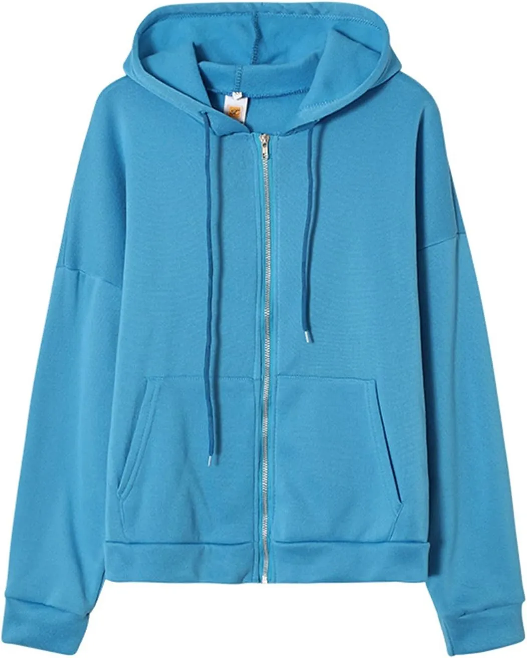 Women's Full Zip Up Fleece Cropped Hoodies Casual Zipper Sweater Long Sleeve Hooded Sweatshirts Pockets Jacket