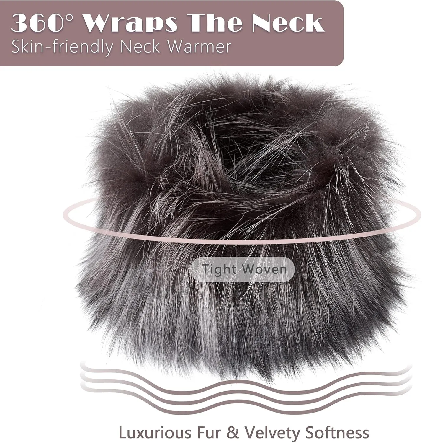 Women's Fur Infinity Scarf Furry Neck Warmer Fluffy Loop Scarves Winter