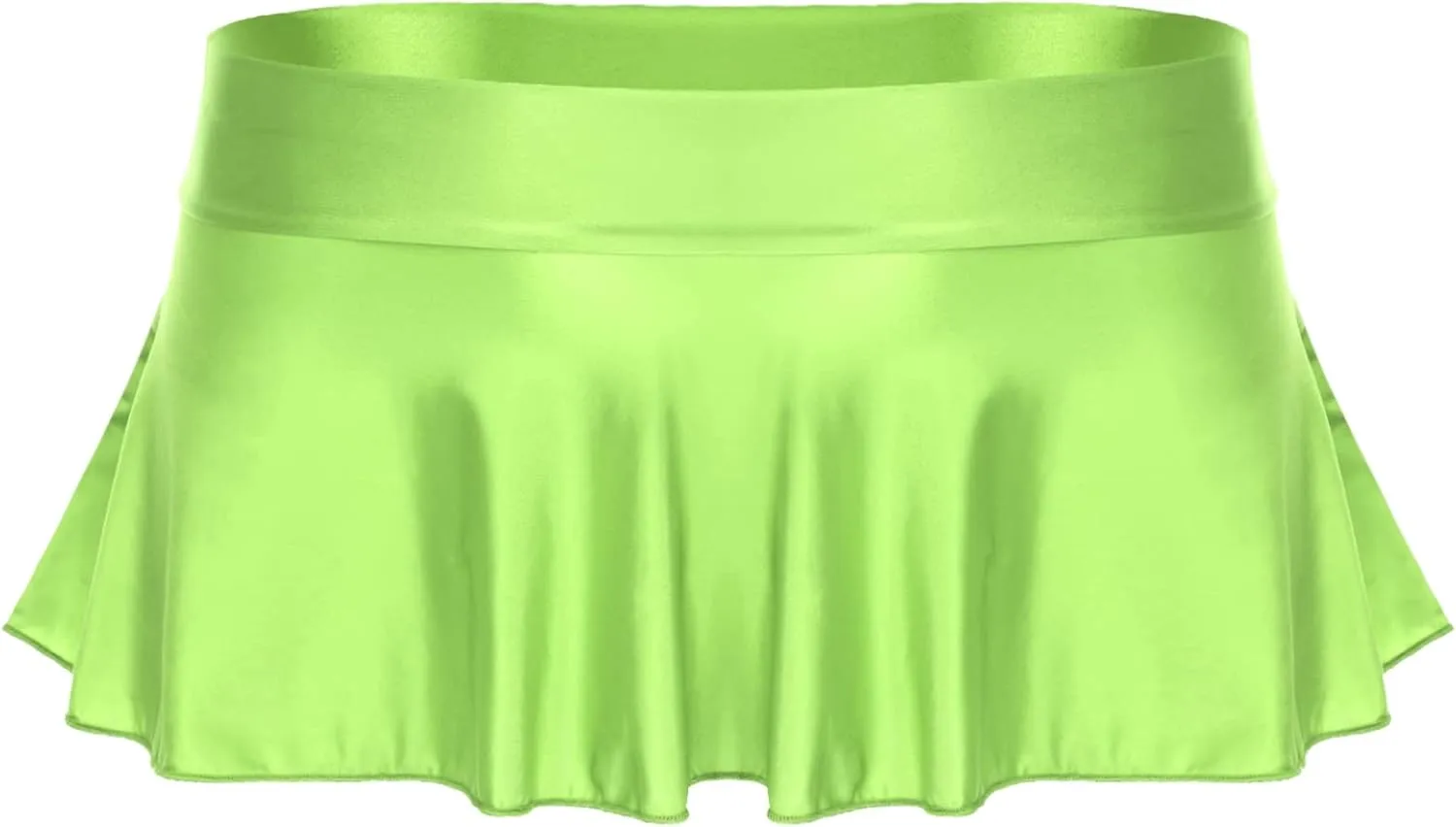 Women's Glossy Oil Low Rise Ruffled Skirts Pleated Mini Skirt Rave Bikini Bottoms