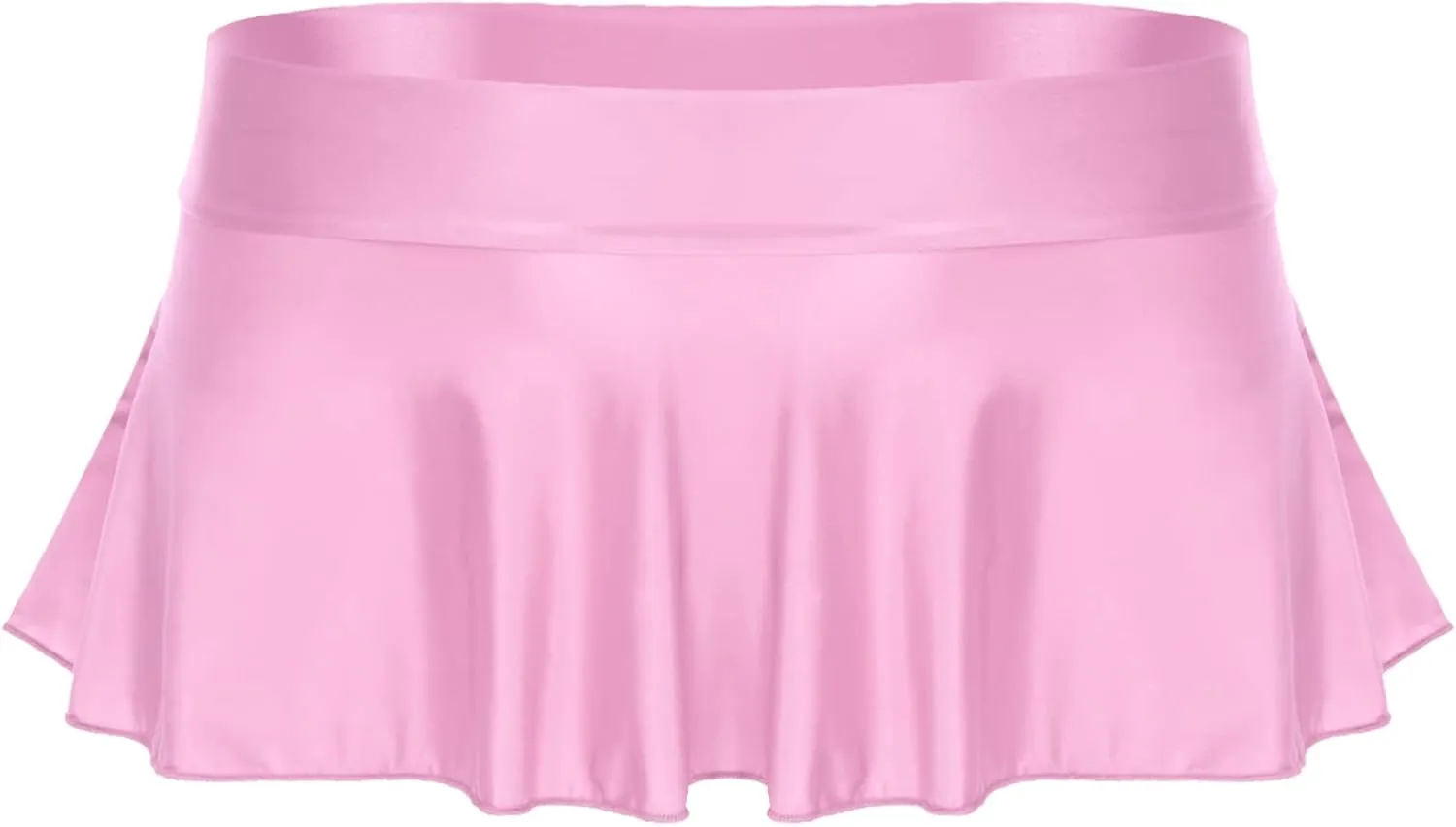 Women's Glossy Oil Low Rise Ruffled Skirts Pleated Mini Skirt Rave Bikini Bottoms
