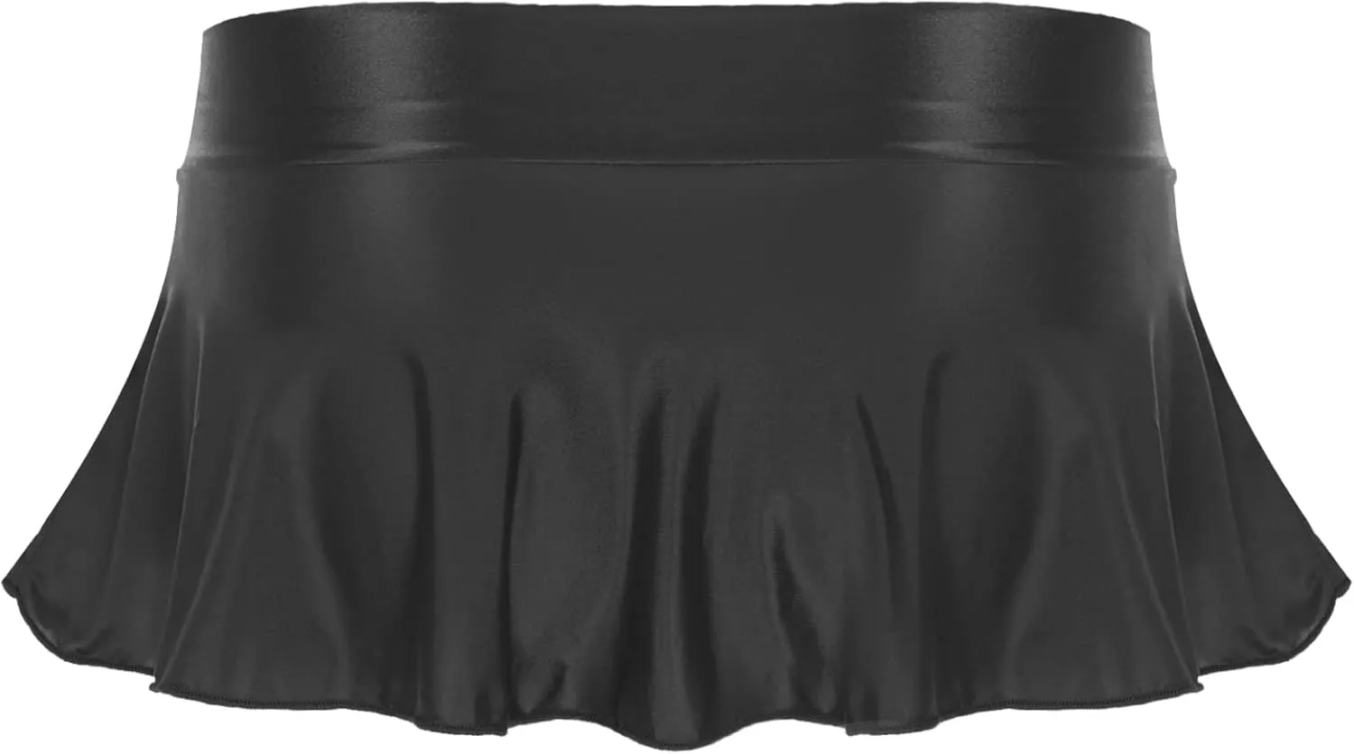 Women's Glossy Oil Low Rise Ruffled Skirts Pleated Mini Skirt Rave Bikini Bottoms