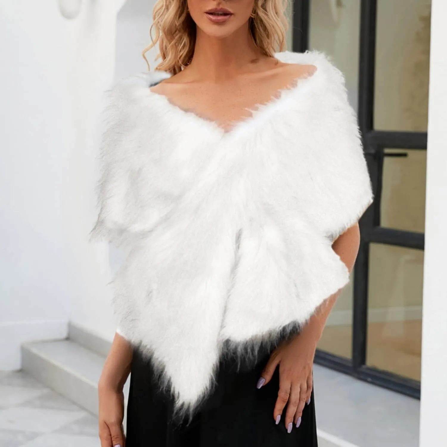 Women's Knitted Shawls Wraps Winter Open Front Poncho Cape Oversized Cardigan Sweater Scarf Sleeves Coat Holiday
