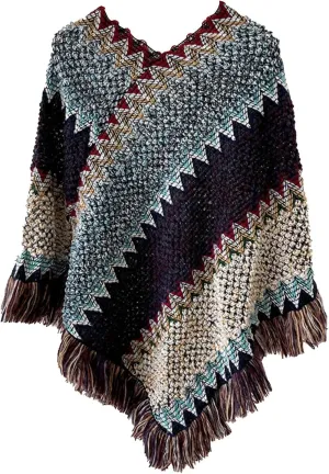 Womens Large Cross Front Poncho Oversized Cardigan Sweater Wrap Topper Knitted Elegant Shawls Cape for Fall Winter