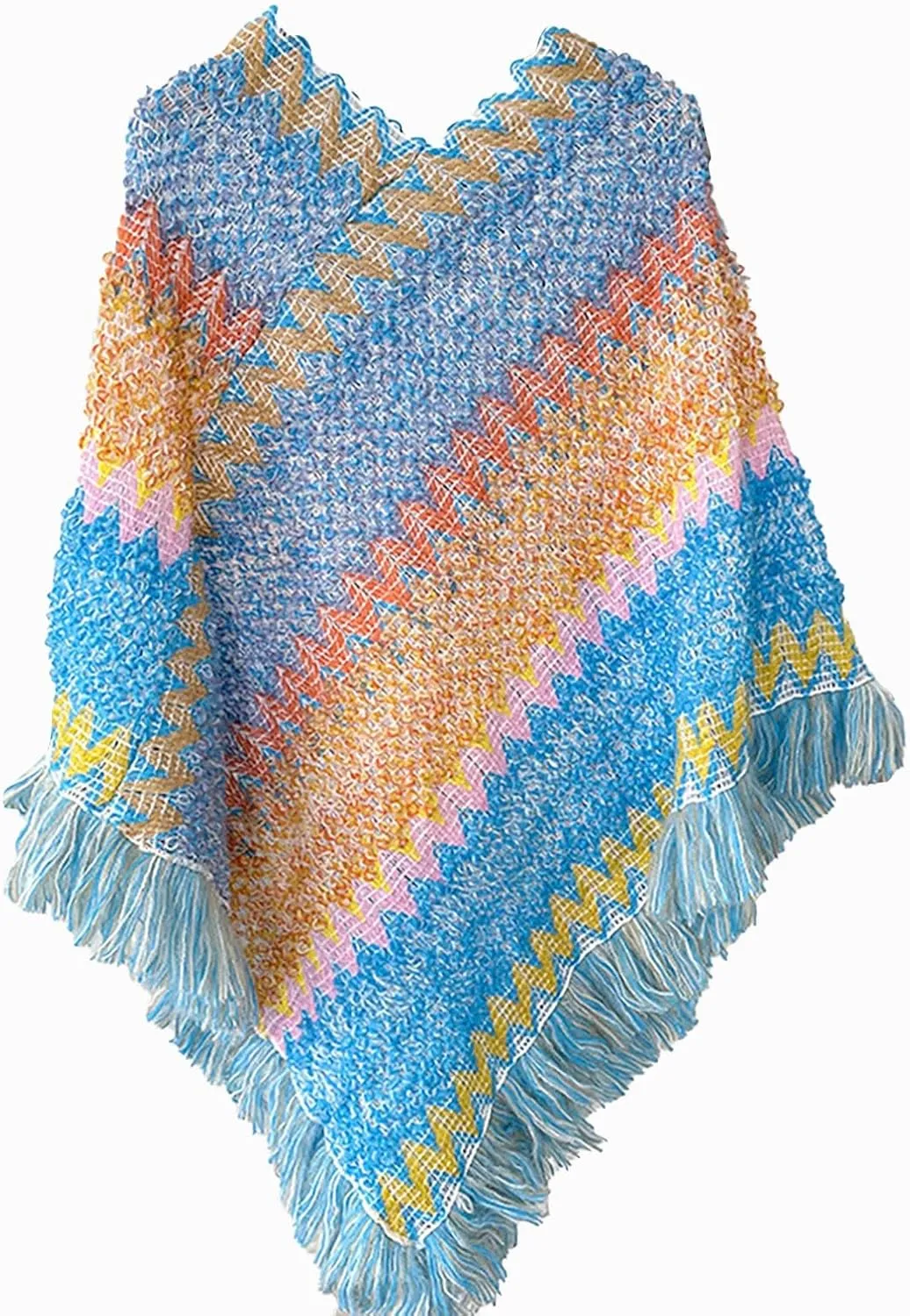 Womens Large Cross Front Poncho Oversized Cardigan Sweater Wrap Topper Knitted Elegant Shawls Cape for Fall Winter