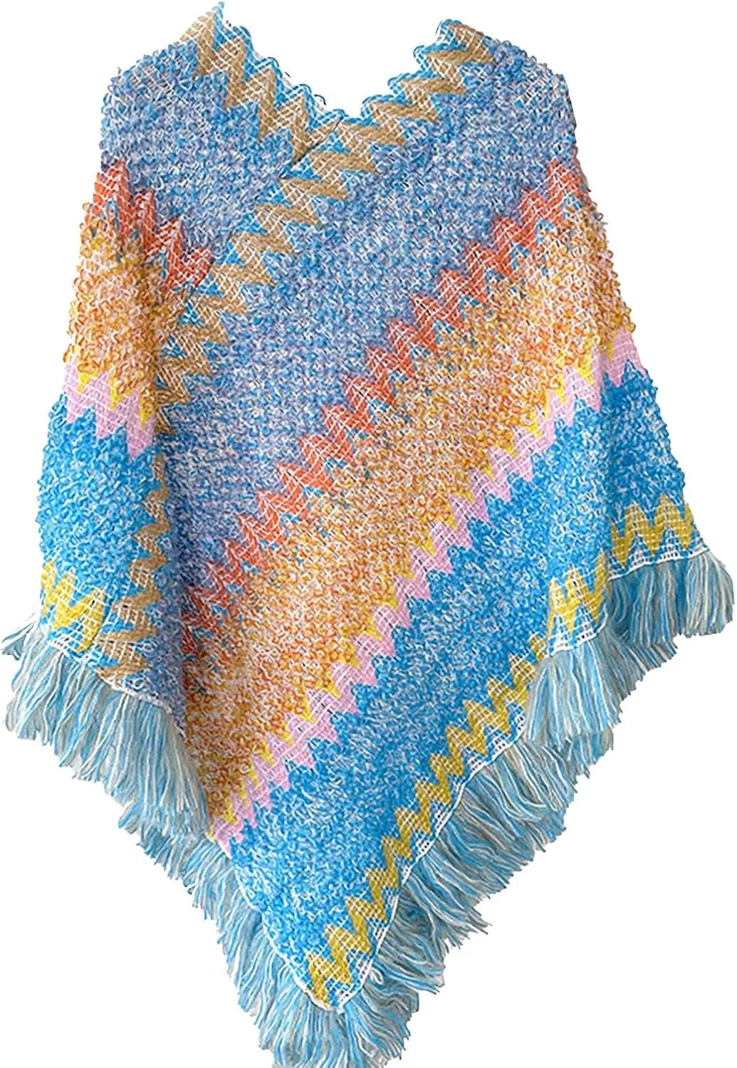 Womens Large Cross Front Poncho Oversized Cardigan Sweater Wrap Topper Knitted Elegant Shawls Cape for Fall Winter