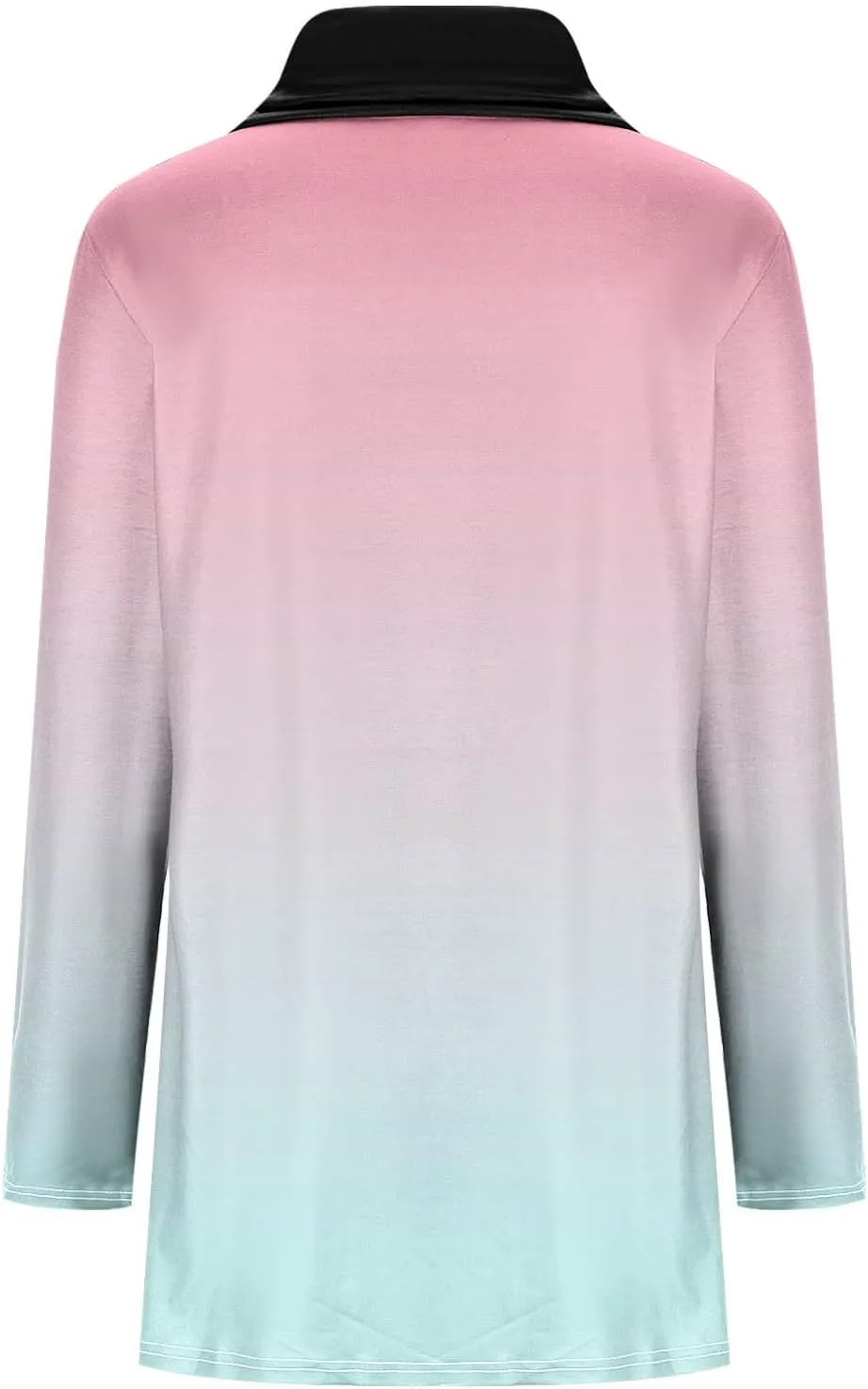 Womens Long Sleeve Cowl Neck Tops Button Down Tops Casual Trendy Tops Loose Fitting Tops Plus Size Gradient Tunic