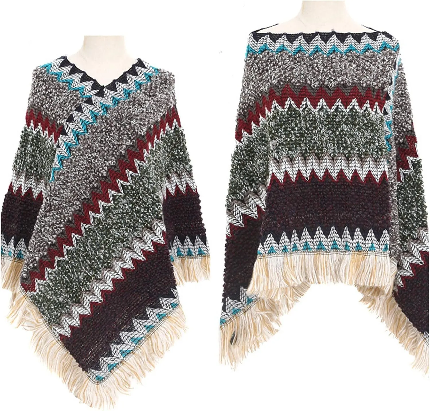 Women's Printed Shawl Wrap Oversized Cardigan Sweater Coat Fashionable Open Front Poncho Cape, Gift for Women