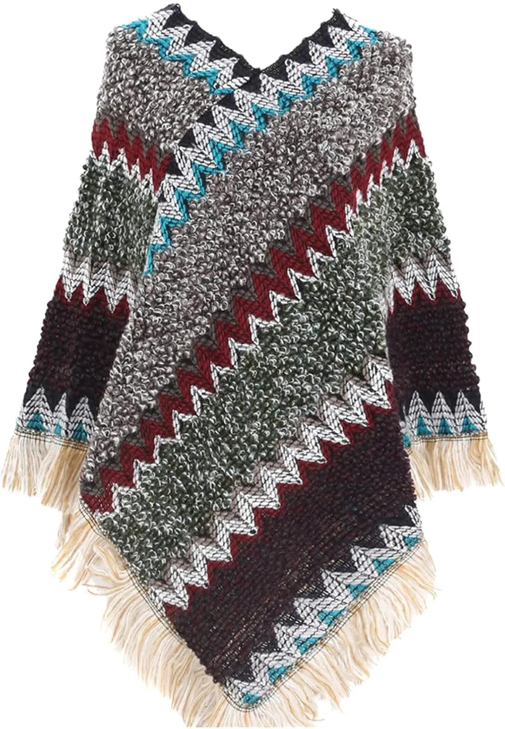 Women's Printed Shawl Wrap Oversized Cardigan Sweater Coat Fashionable Open Front Poncho Cape, Gift for Women