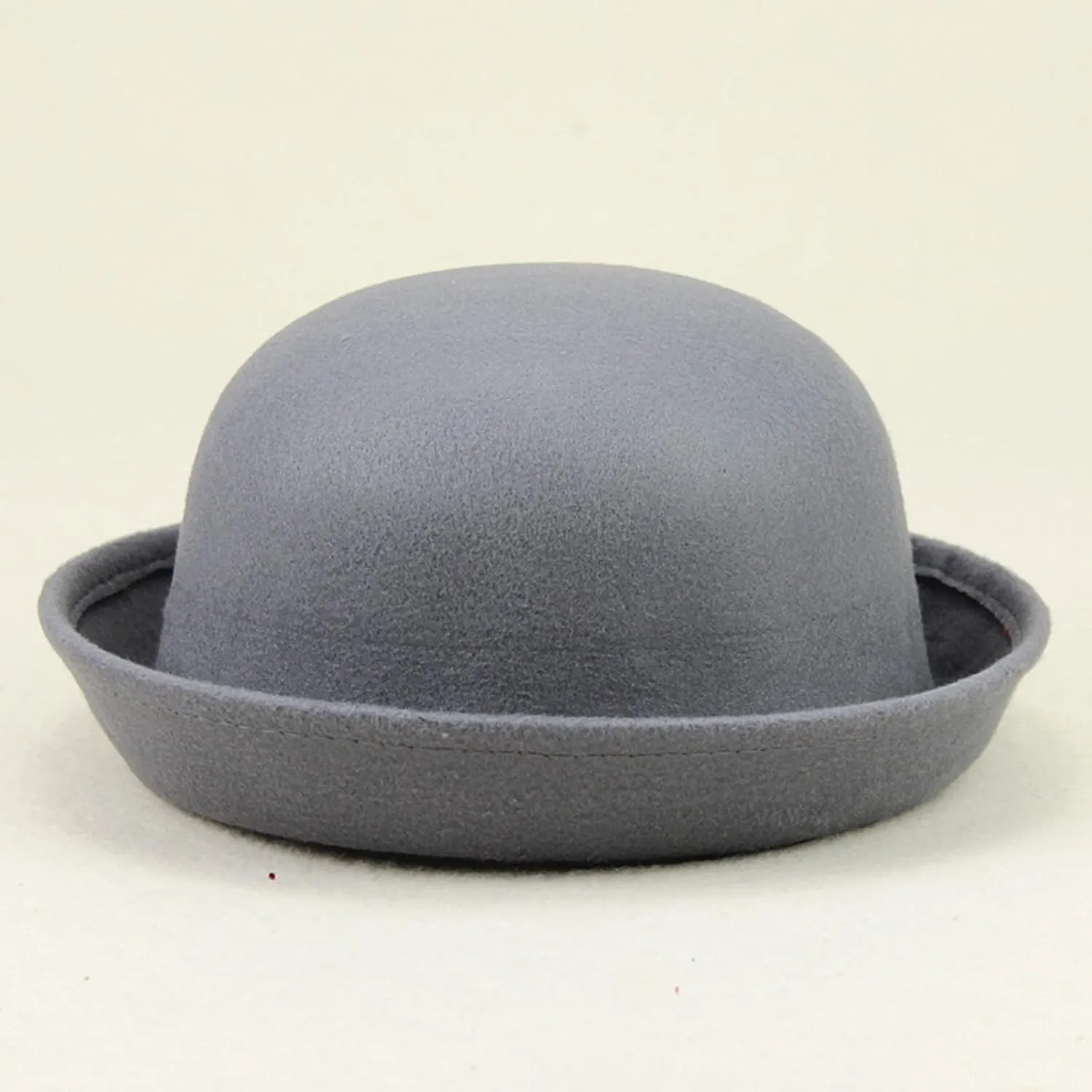 Womens Pure Cloche Hats Roll-up Brim Fedora Porkpie Hats Bowtie Bowler Hat for Men and Women