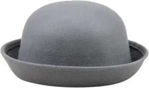 Womens Pure Cloche Hats Roll-up Brim Fedora Porkpie Hats Bowtie Bowler Hat for Men and Women
