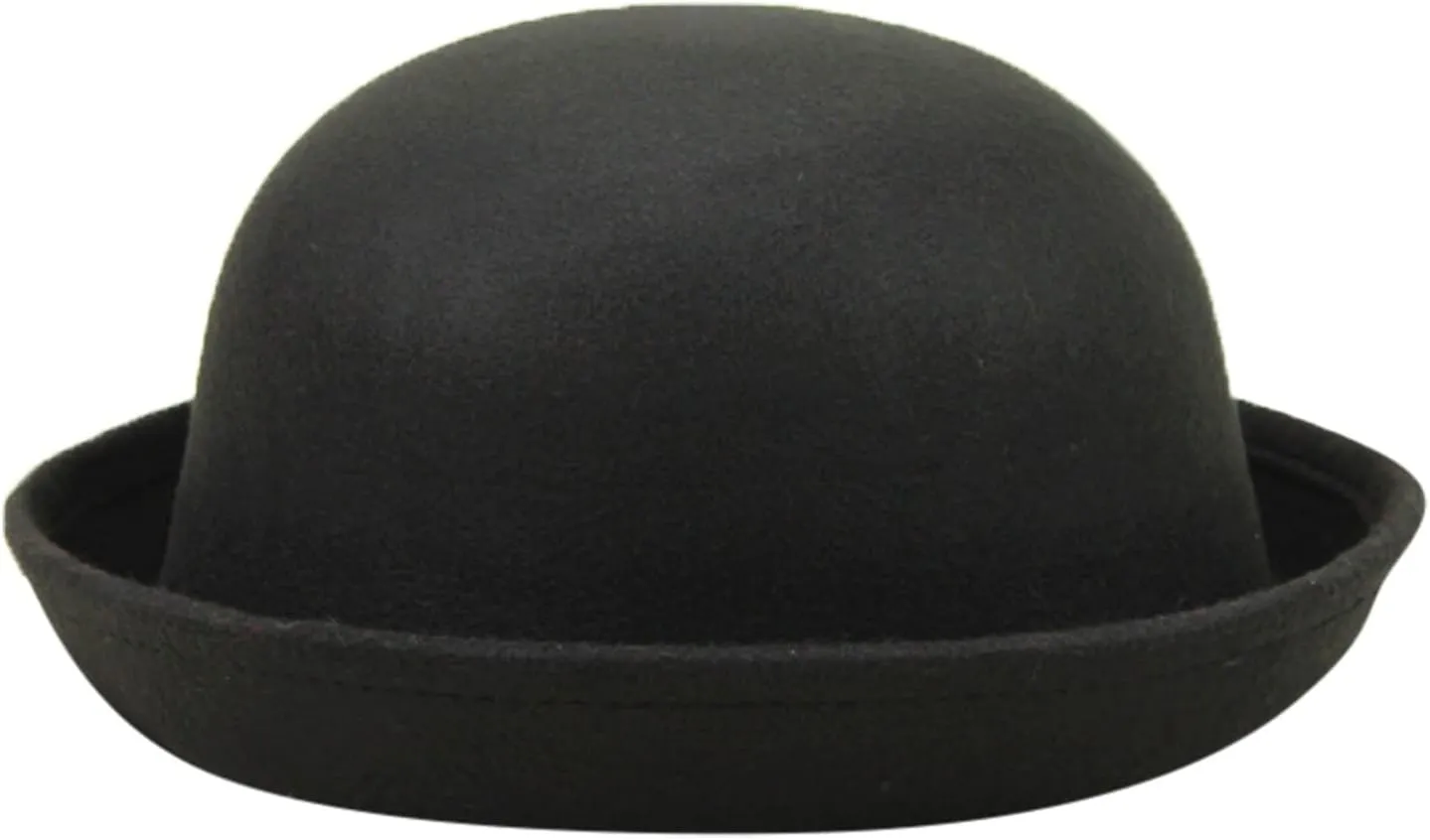 Womens Pure Cloche Hats Roll-up Brim Fedora Porkpie Hats Bowtie Bowler Hat for Men and Women
