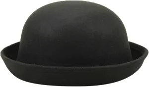 Womens Pure Cloche Hats Roll-up Brim Fedora Porkpie Hats Bowtie Bowler Hat for Men and Women