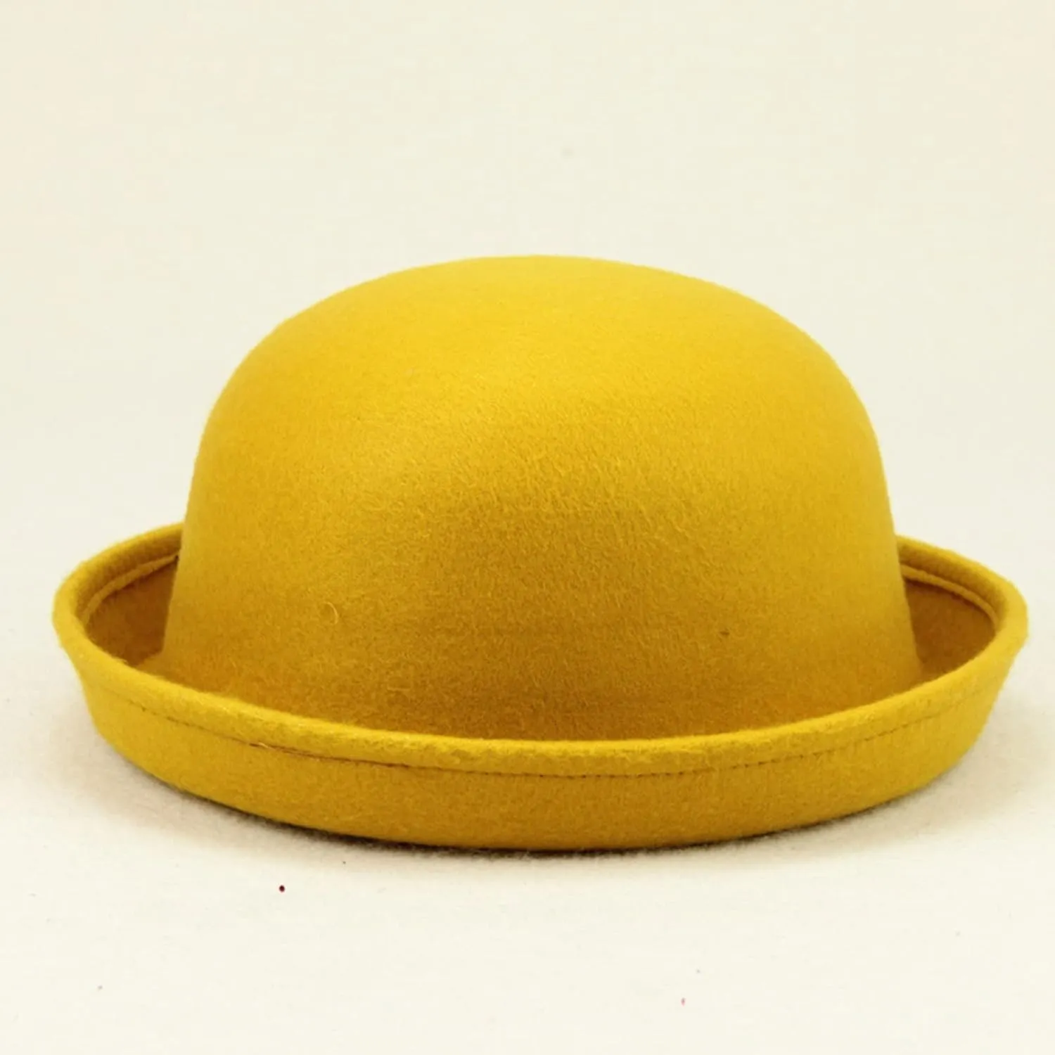 Womens Pure Cloche Hats Roll-up Brim Fedora Porkpie Hats Bowtie Bowler Hat for Men and Women