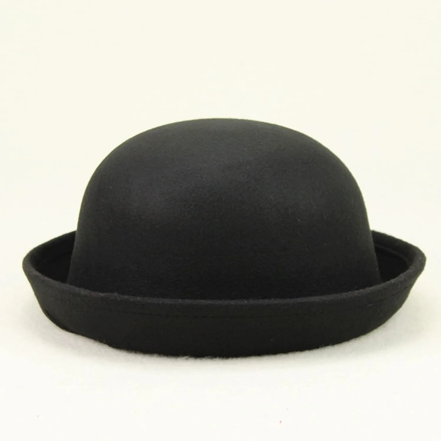 Womens Pure Cloche Hats Roll-up Brim Fedora Porkpie Hats Bowtie Bowler Hat for Men and Women