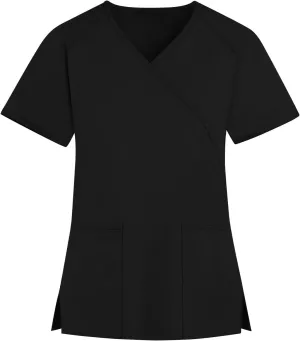 Womens Scrub Tops Print V Neck Short Sleeve Nurse Tops Casual Medical Work Uniform With Pockets
