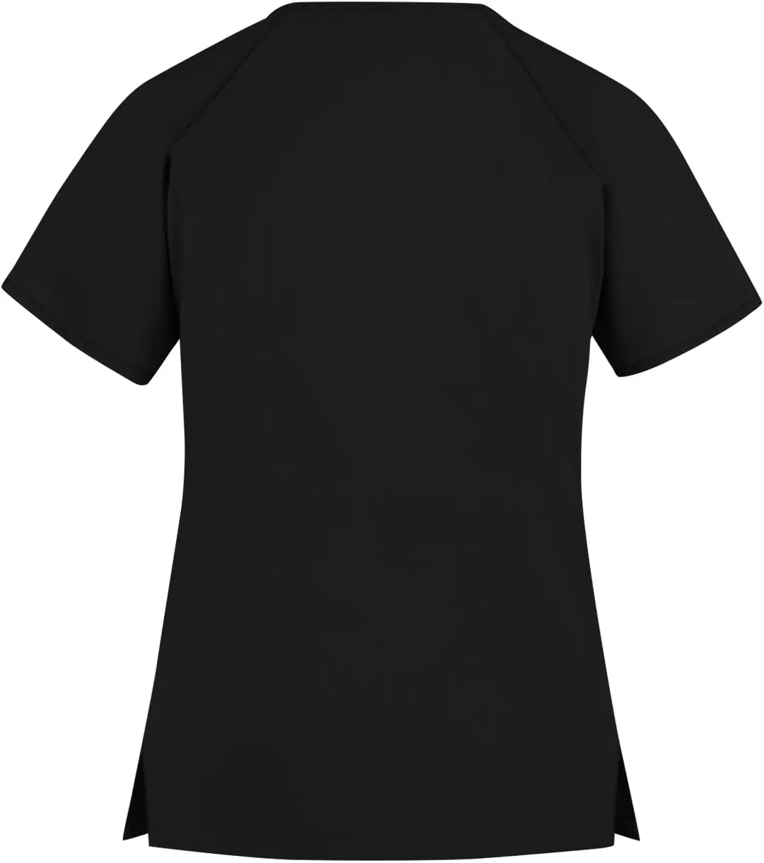 Womens Scrub Tops Print V Neck Short Sleeve Nurse Tops Casual Medical Work Uniform With Pockets