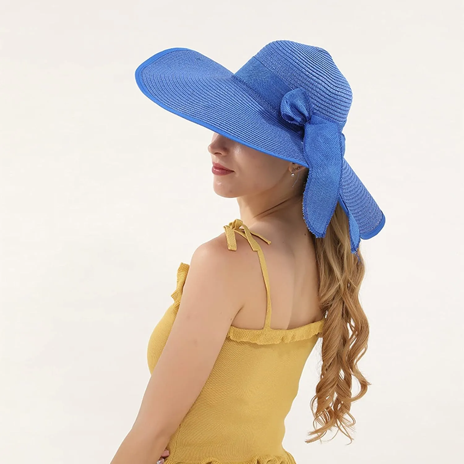 Womens Sun 𝐒traw Hat Wide Brim UPF 80 Summer UV Cap Foldable Packable Floppy Beach Hats for Women