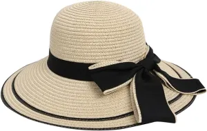 Women's Sun Visor Hats Beach Straw Hat for Women Wide Brim Hats Panama Fedora Foldable Packable Straw Beach Hat