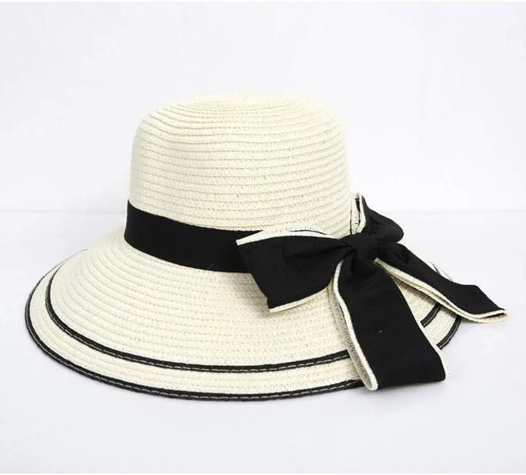 Women's Sun Visor Hats Beach Straw Hat for Women Wide Brim Hats Panama Fedora Foldable Packable Straw Beach Hat