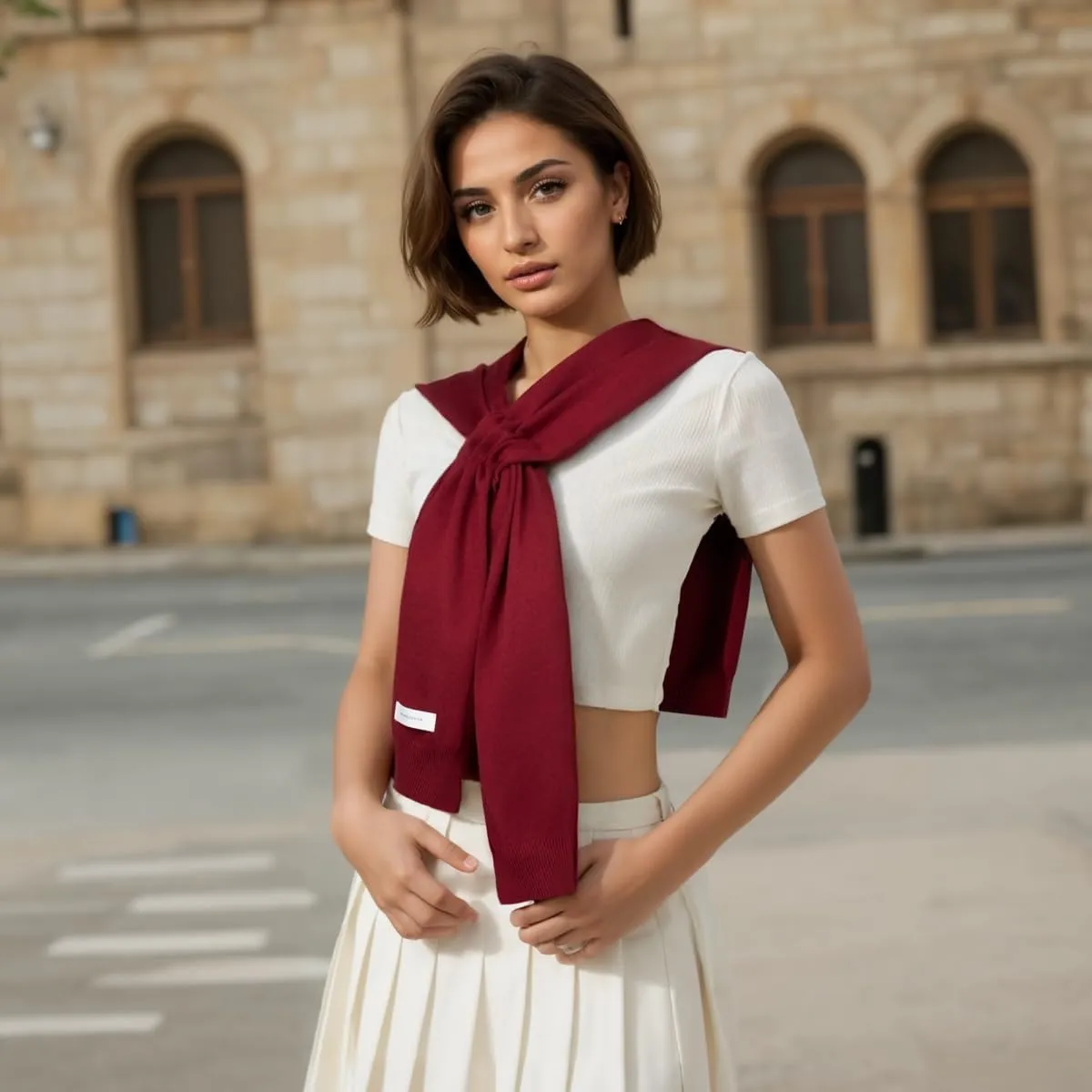 Women's Sweater Shawl Wraps Sleeves Knitted Collar Sweater Scarf Top Casual Lightweight Shoulder Cape Accessories