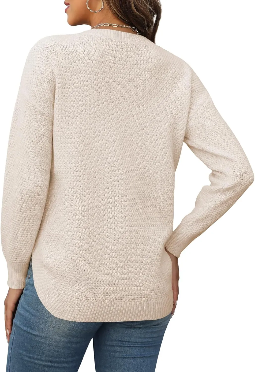 Womens Sweaters Fall Fashion Long Sleeve Knit Tops Crewneck Sweatshirts
