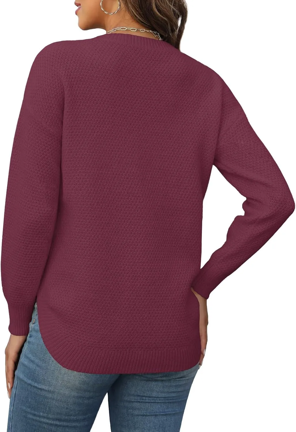 Womens Sweaters Fall Fashion Long Sleeve Knit Tops Crewneck Sweatshirts