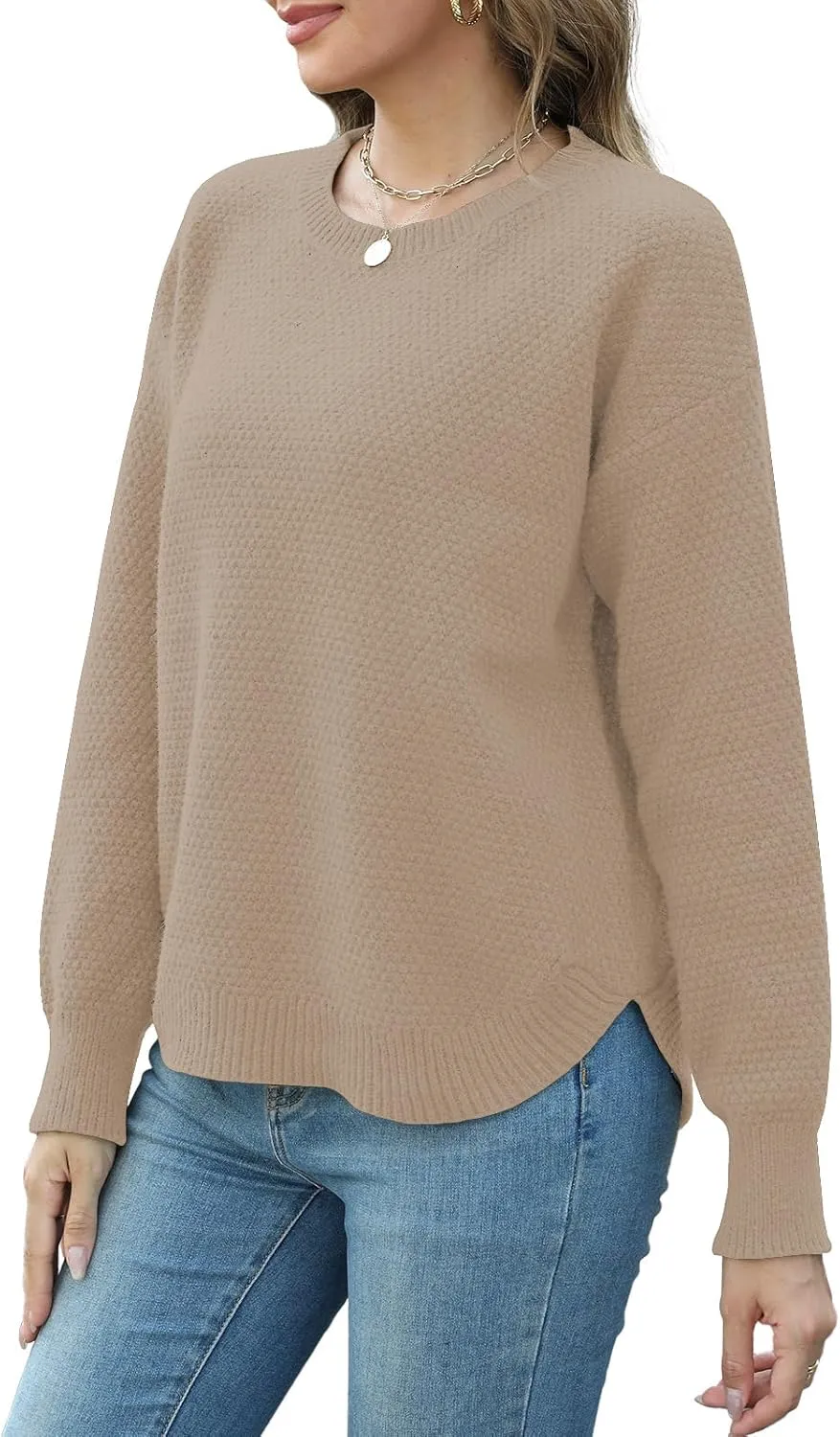 Womens Sweaters Fall Fashion Long Sleeve Knit Tops Crewneck Sweatshirts