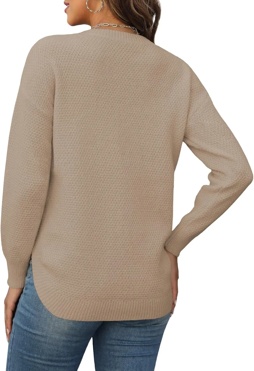 Womens Sweaters Fall Fashion Long Sleeve Knit Tops Crewneck Sweatshirts