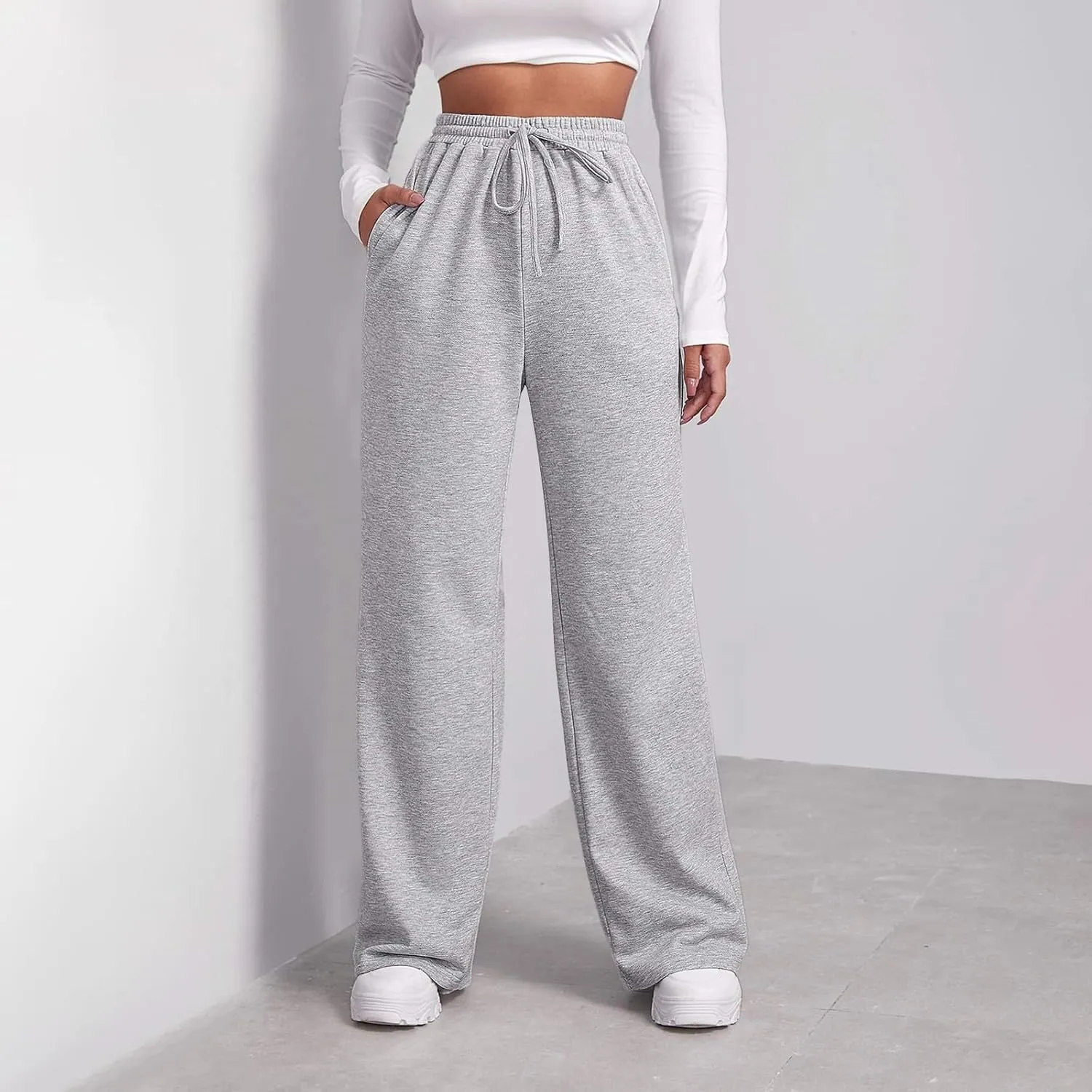Womens Sweatpants Drawstring High Waisted Bottoms Plus Size Joggers Running Comfy Ski Hiking Pants Trousers