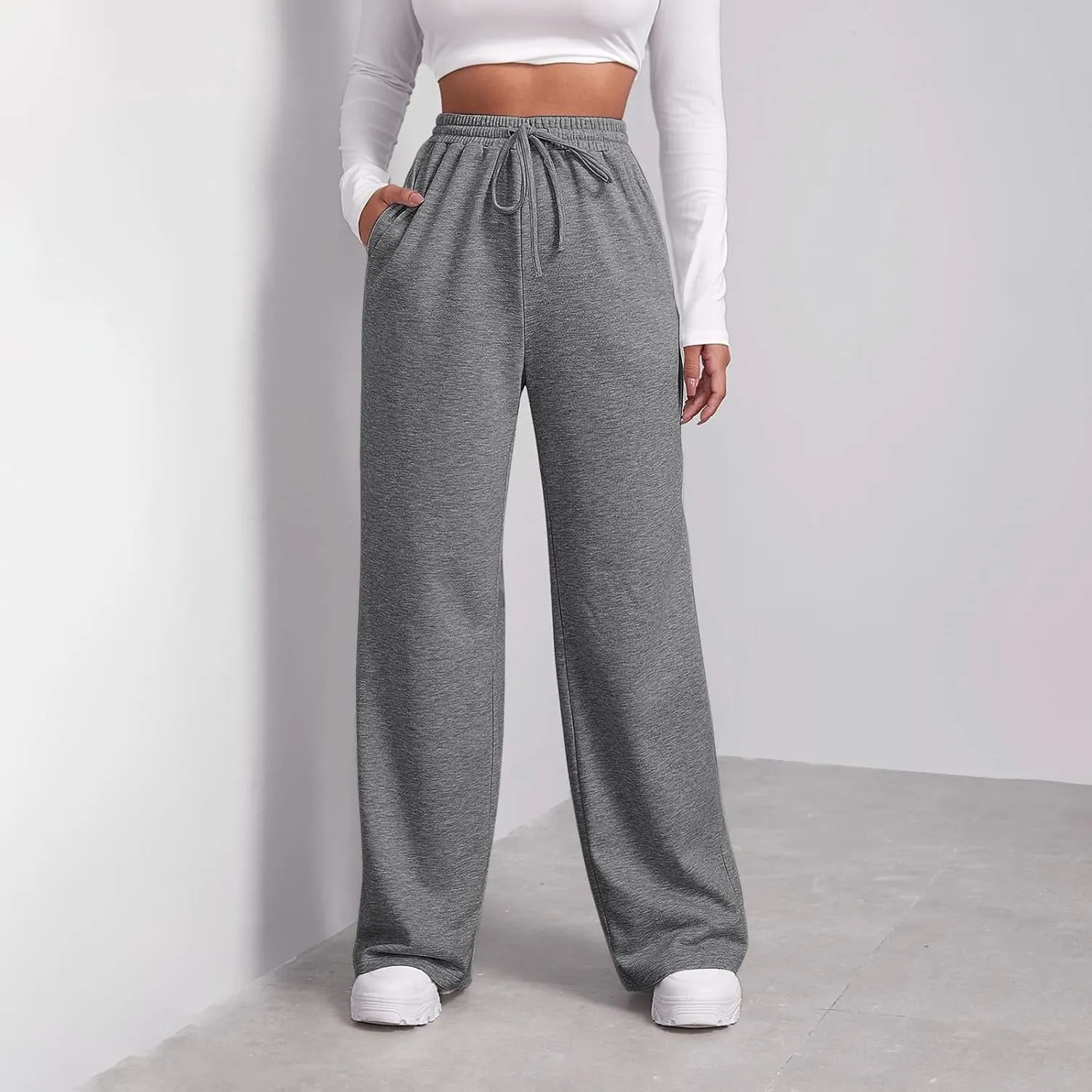 Womens Sweatpants Drawstring High Waisted Bottoms Plus Size Joggers Running Comfy Ski Hiking Pants Trousers
