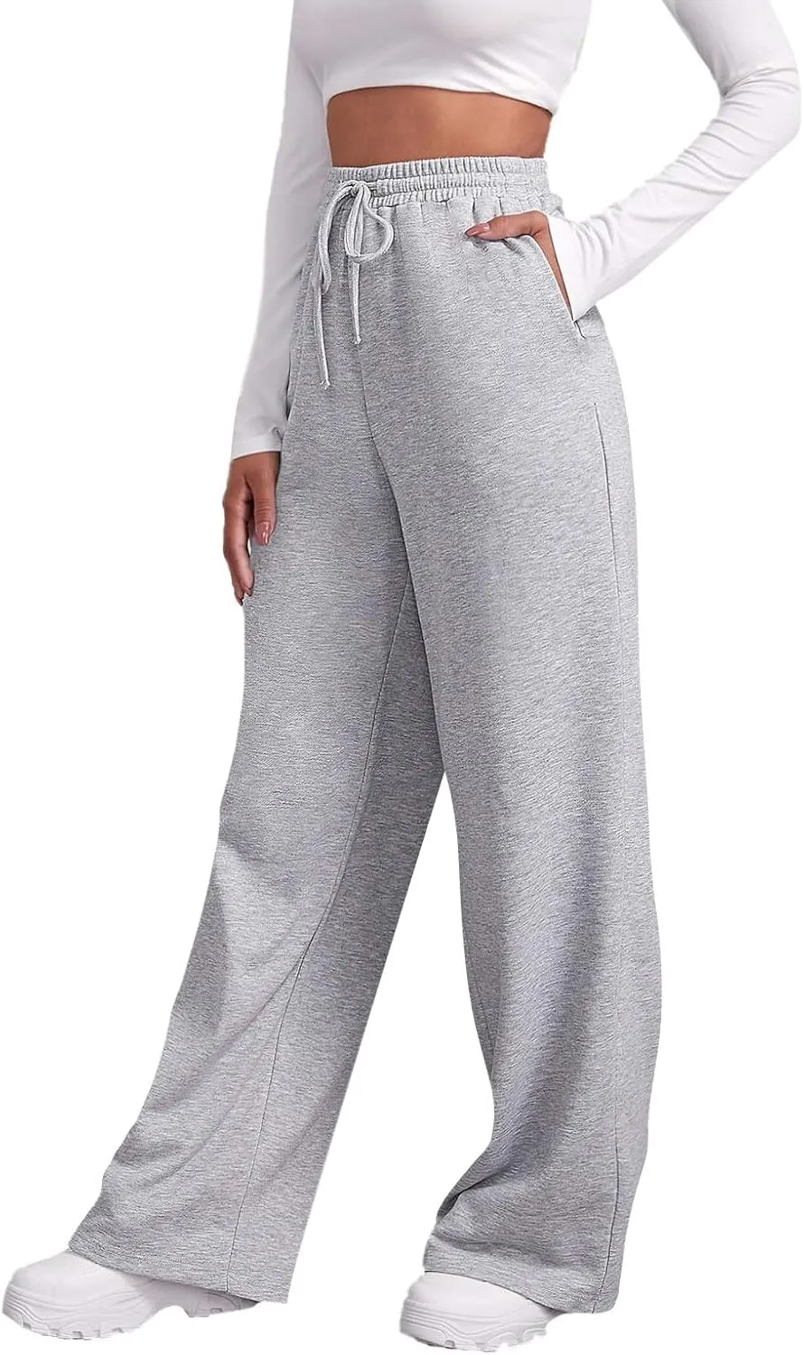 Womens Sweatpants Drawstring High Waisted Bottoms Plus Size Joggers Running Comfy Ski Hiking Pants Trousers