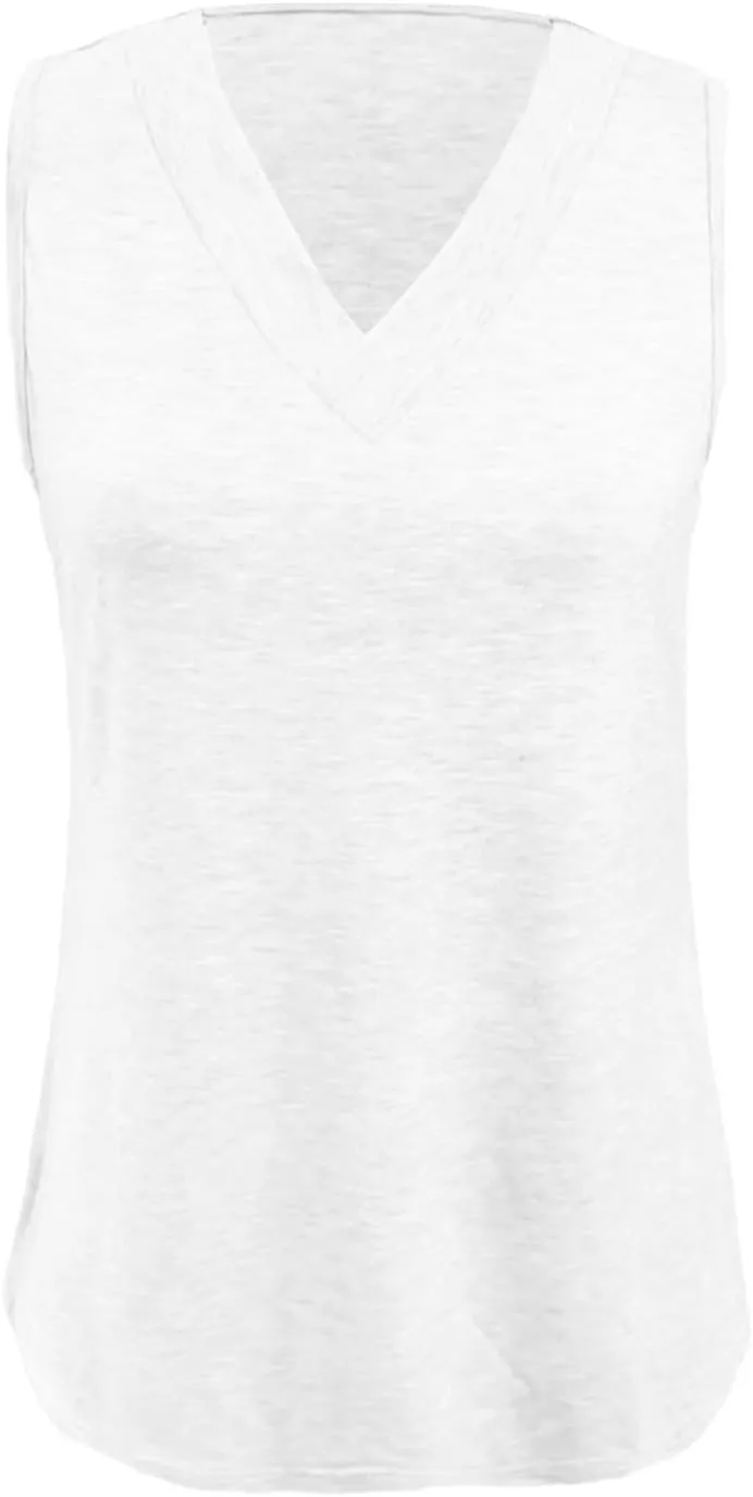 Womens Tank Tops 2025 Comfy T-Shirts Dressy Sleeveless V Neck Summer Loose Tank Top Beach Vacation Shirts
