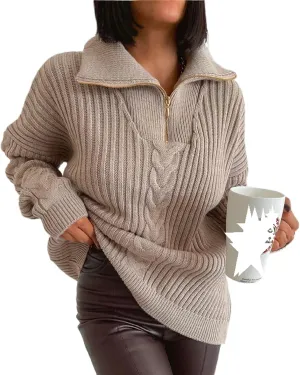 Women's Turtleneck Oversized Pullover Sweaters Long Sleeve Loose Knitted Sweater Tops Casual Slouchy Jumper Tops