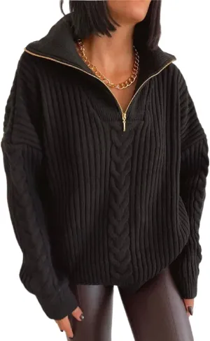 Women's Turtleneck Oversized Pullover Sweaters Long Sleeve Loose Knitted Sweater Tops Casual Slouchy Jumper Tops