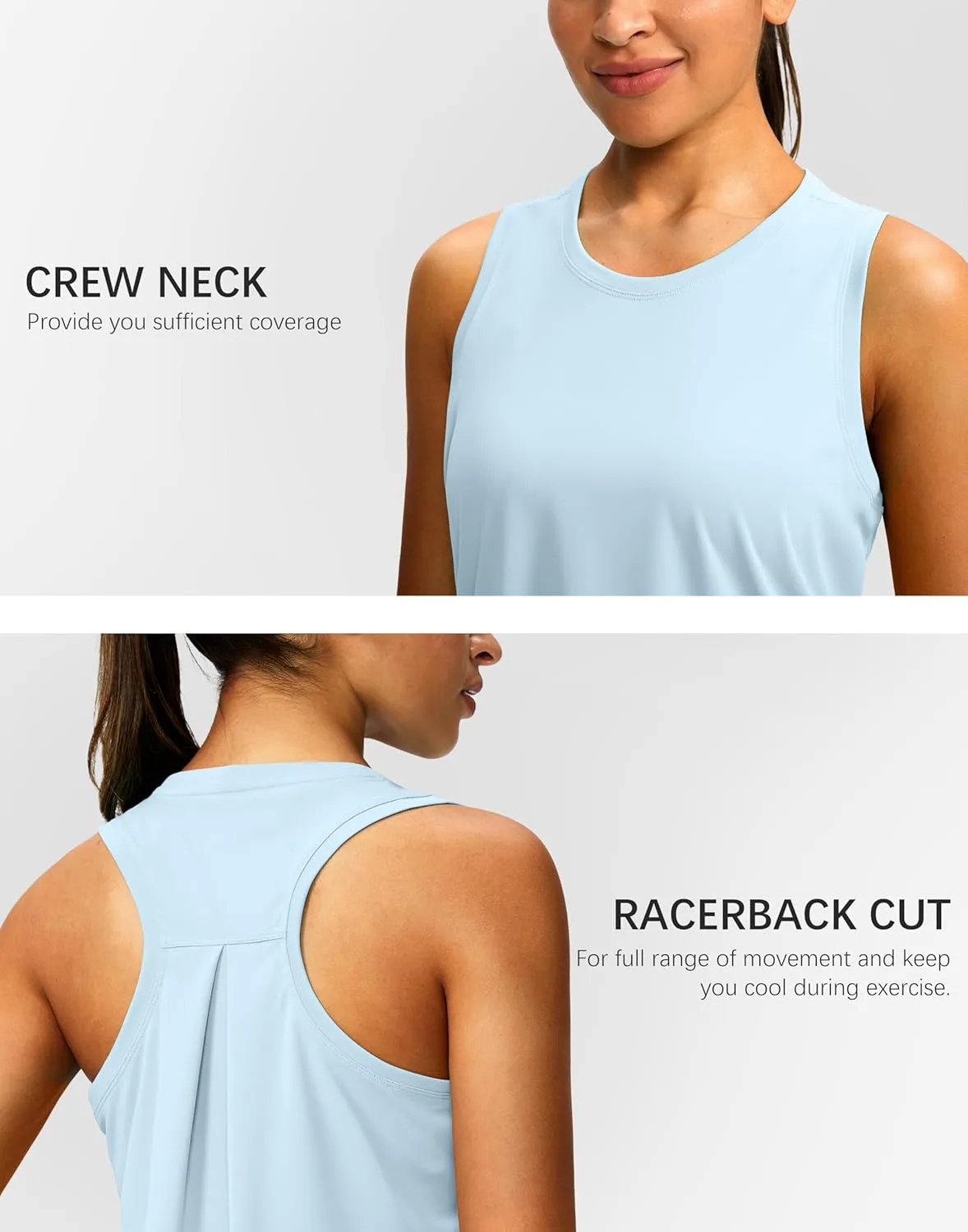 Women's Workout Tops Racerback Athletic Tank Tops Sleeveless Loose Fit Yoga Running Gym Shirts for Women